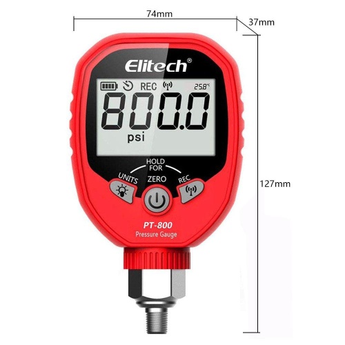 Elitech PT-800 электронный манометр высокого давления для фреона с температурным зондом-зажимом фото 7