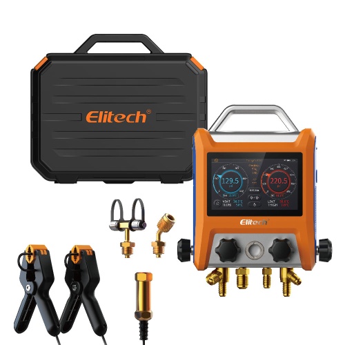 Elitech EMG-40V манометрический коллектор цифровой четырехвентильный для заправки фреона фото 5