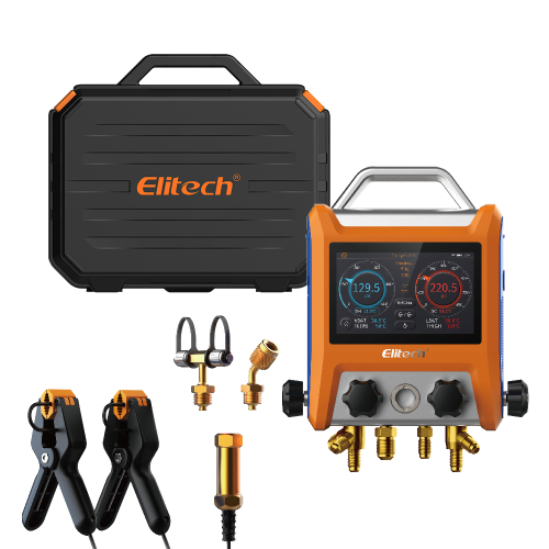 Elitech MS-4000 манометрический коллектор цифровой четырехвентильный для заправки фреона фото 8